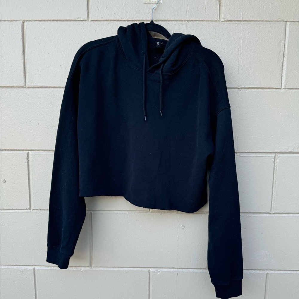 Urban Outfitters Out From Under Black Cropped Hoodie Sweatshirt L
